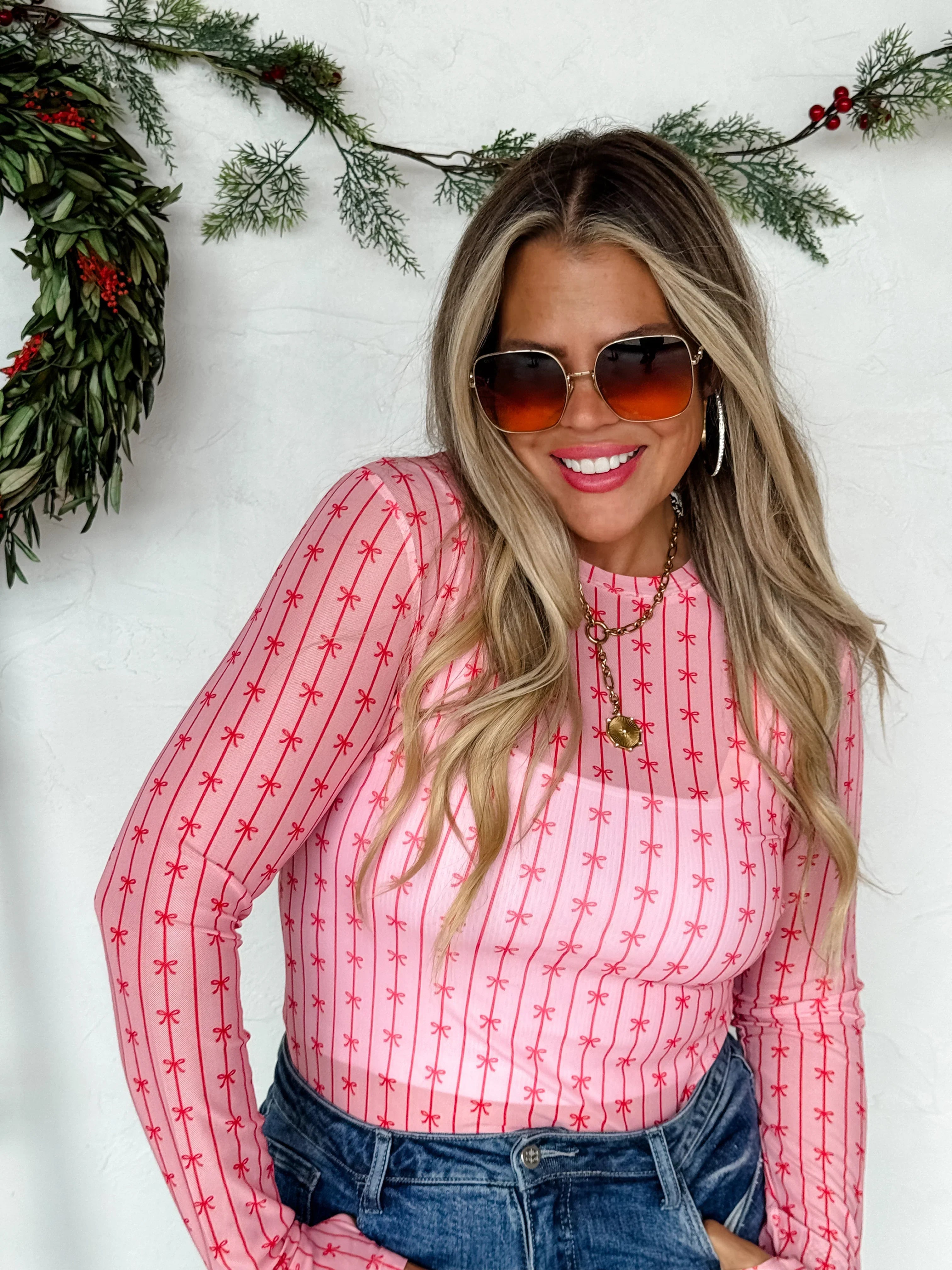 RTS: Christmas Printed Mesh Tops